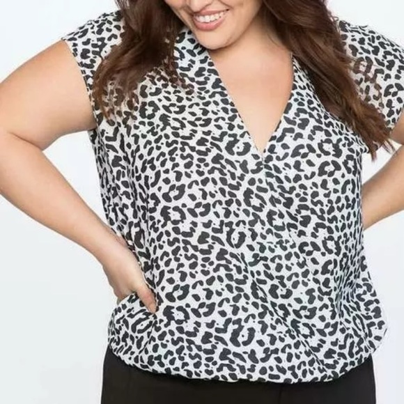 Eloquii Tops - Eloquii Leopard Print Faux Wrap Blouse.